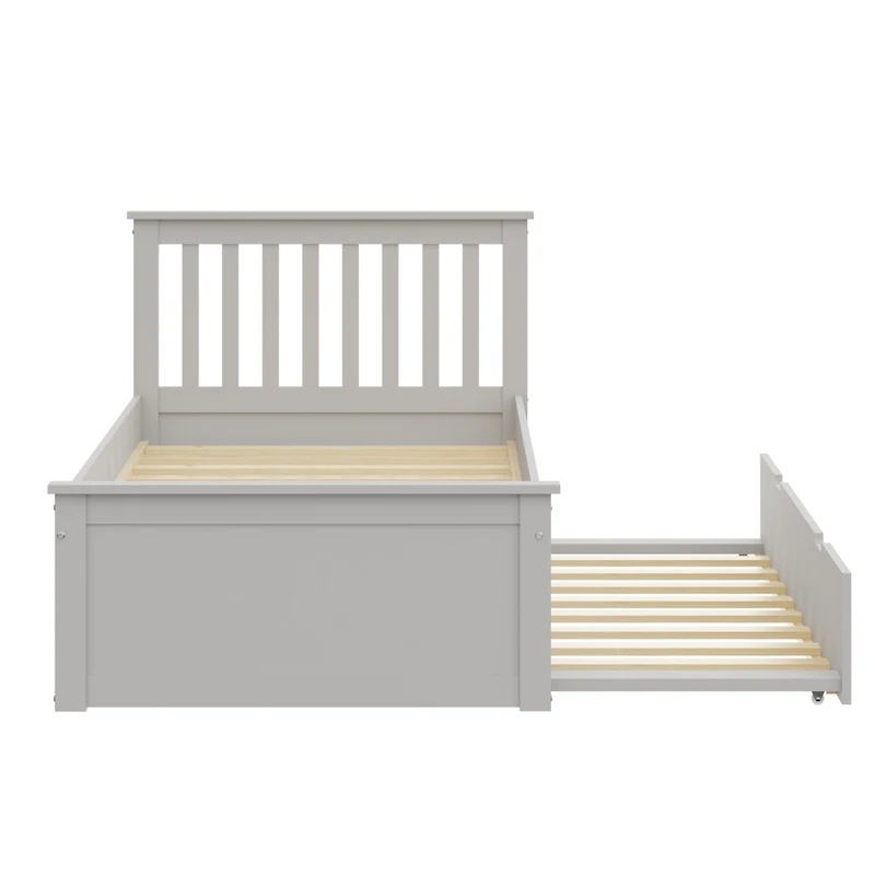 Streamdale Solid Wood Twin Bed with Trundle for Kids