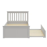 Streamdale Solid Wood Twin Bed with Trundle for Kids