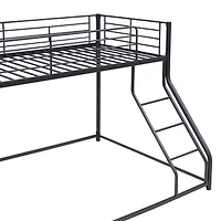 Simplie Fun Metal Floor Bunk Bed, Twin Xl Over Queen
