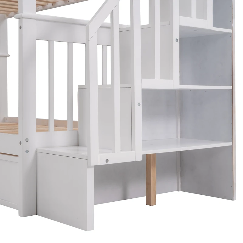 Streamdale Stairway Twin-Over-Twin Bunk Bed With Three Drawers For Bedroom, Dorm