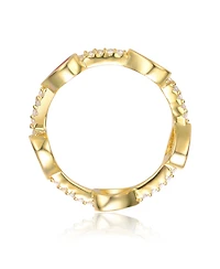 GiGiGirl Kids/Teens 14k Yellow Gold Plated with Cubic Zirconia Red Enamel Heart Stacking Ring