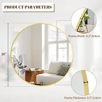 Homlux Round Wall Mounted Mirror 20"x20" in Gold