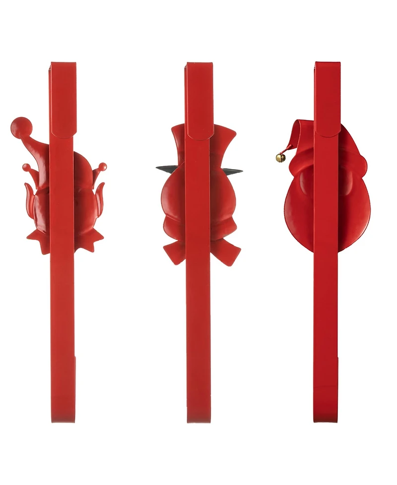Glitzhome 14 H Set of 3 Christmas Metal Elf, Snowman Santa Wreath Hanger