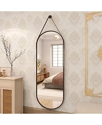 Homlux Oval Wall Mounted Mirror 16"x48" in Black