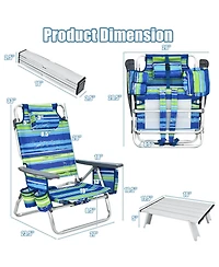 Slickblue 2 Packs 5-Position Outdoor Folding Backpack Beach Table Chair Reclining Set