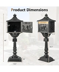 Slickblue Retro Cast Aluminum Mailbox Security Postal Letter Box with Baffle Door
