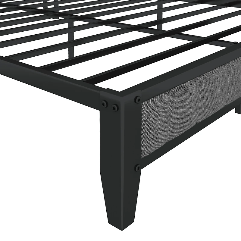 Streamdale Queen Bed Frame with Charger, Upholstered Grey Headboard