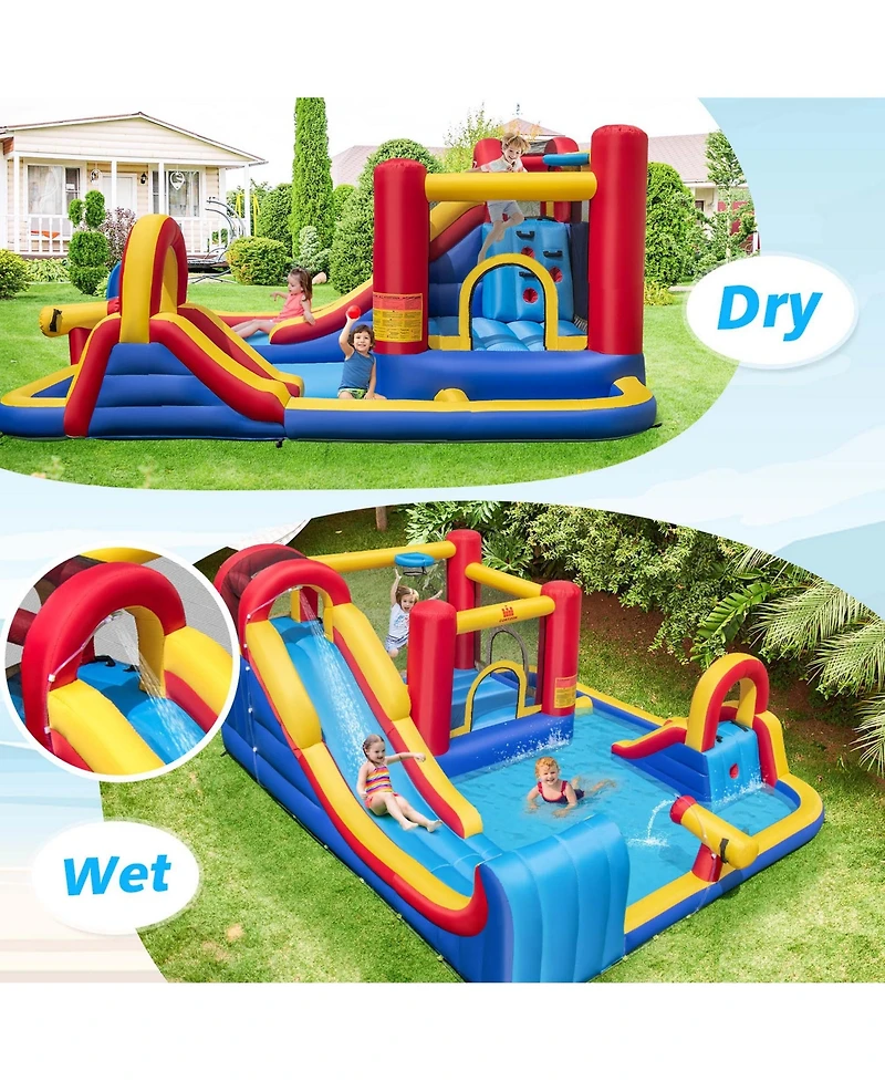 Inflatable Water Slide Giant Kids Water Park with Double Slides & 950W Blower