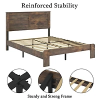 Streamdale Full Size Wood Platform Bed Frame - Noise Free, Easy Assembly, Dark Brown