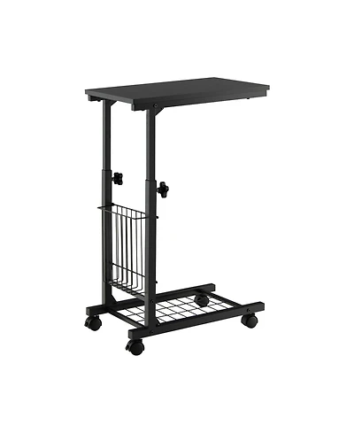 Slickblue Adjustable C-shape Sofa Side Table with Storage Basket