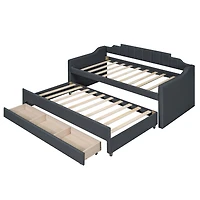 Streamdale Twin Size Upholstered Daybed With Trundle And Three Drawers
