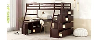 Streamdale Twin Loft Bed With 7 Drawers 2 Shelves And Desk