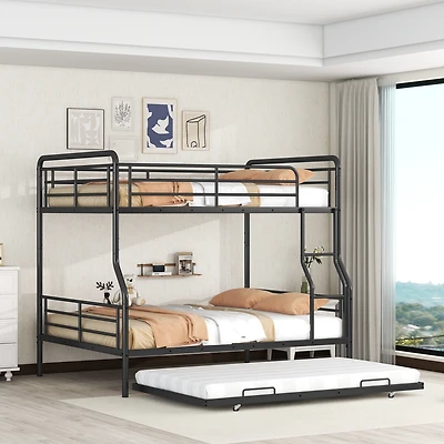 Streamdale Full Xl Over Queen Metal Bunk Bed With Twin Size Trundle