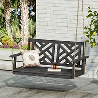 Simplie Fun Acacia Wood Porch Swing with Classic Slatted Seating