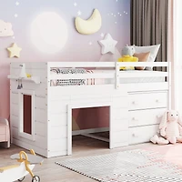 Simplie Fun Twin Size Loft Bed With Cabinet And Shelf