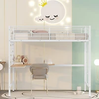 Streamdale Twin Metal Loft Bed With Desk And Metal Grid