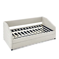 Streamdale Furniture Streamdale Tufted Sofa Daybed with Trundle (Beige, 82.5" x 58" x 34