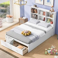 Streamdale Platform Bed with Storage Headboard, Chargers, Drawers