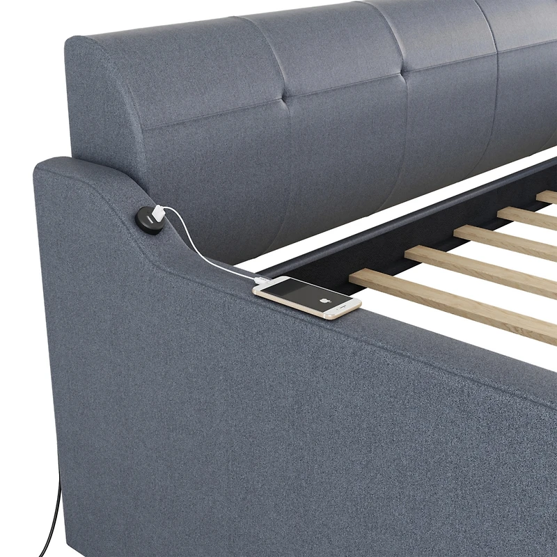 Streamdale Twin Upholstery Daybed with Trundle and Usb Charging