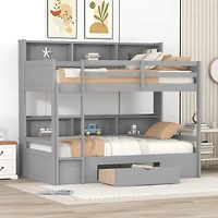 Streamdale Twin Bunk Bed with Shelves and Drawer
