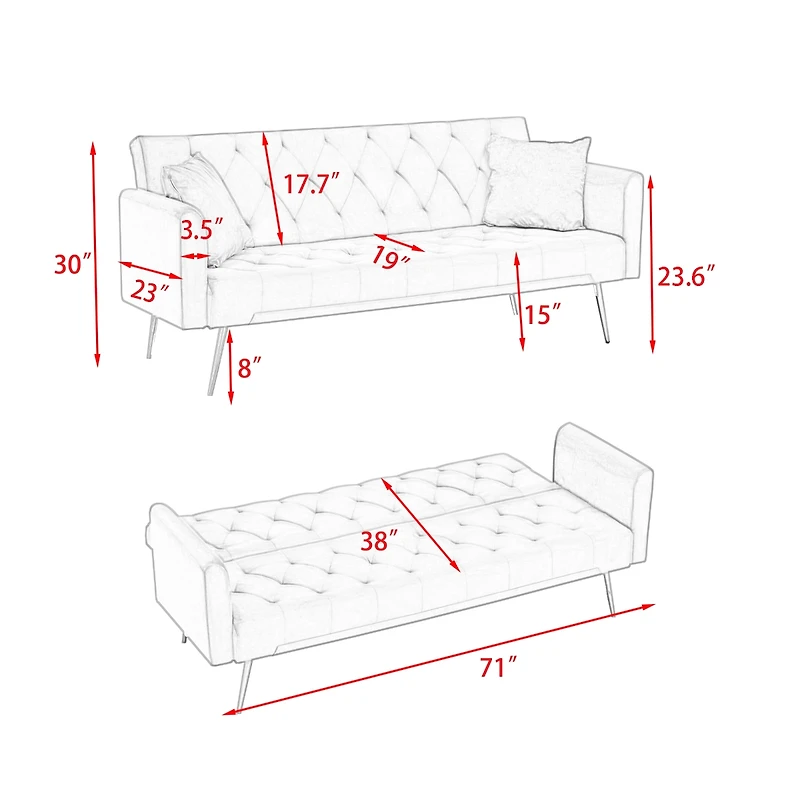 Streamdale 71" Convertible Double Folding Living Room Sofa Bed
