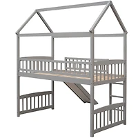 Streamdale Twin Loft Bed With Slide, House Slide