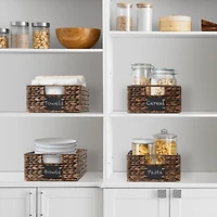 Casafield (Set of 4) Water Hyacinth 10"x13"x5" Pantry Baskets w/ Chalkboard Labels and Marker