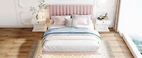 Streamdale Queen Velvet Bed with Headboard and Light Sensor