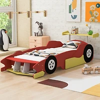 Streamdale Twin Race Car-Shaped Platform Bed With Wheels, Red