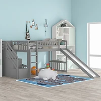Streamdale Stairway Twin Loft Bed With Two Drawers And Slide