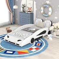 Streamdale Twin Race Car-Shaped Platform Bed With Wheels