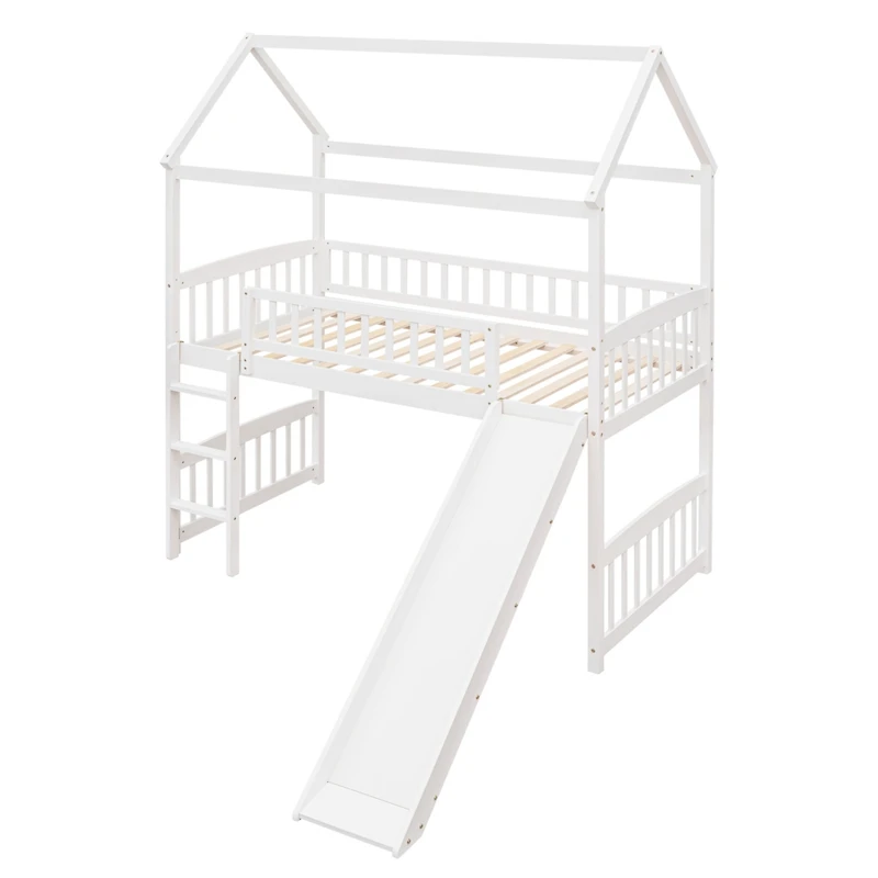 Streamdale Twin Loft Bed With Slide, House Slide