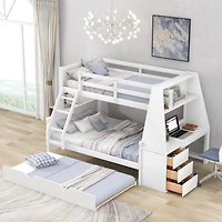 Streamdale 3-in-1 Bunk Bed with Desk, Trundle & Storage