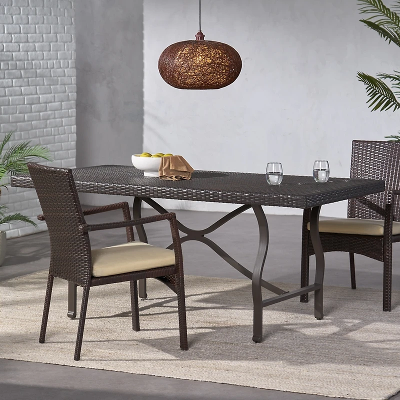 Streamdale Sleek 70" Wicker Dining Table for Patio Expansions