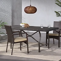 Streamdale Sleek 70" Wicker Dining Table for Patio Expansions