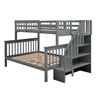 Streamdale Twin-Over-Full Bunk Bed with Storage and Guardrails