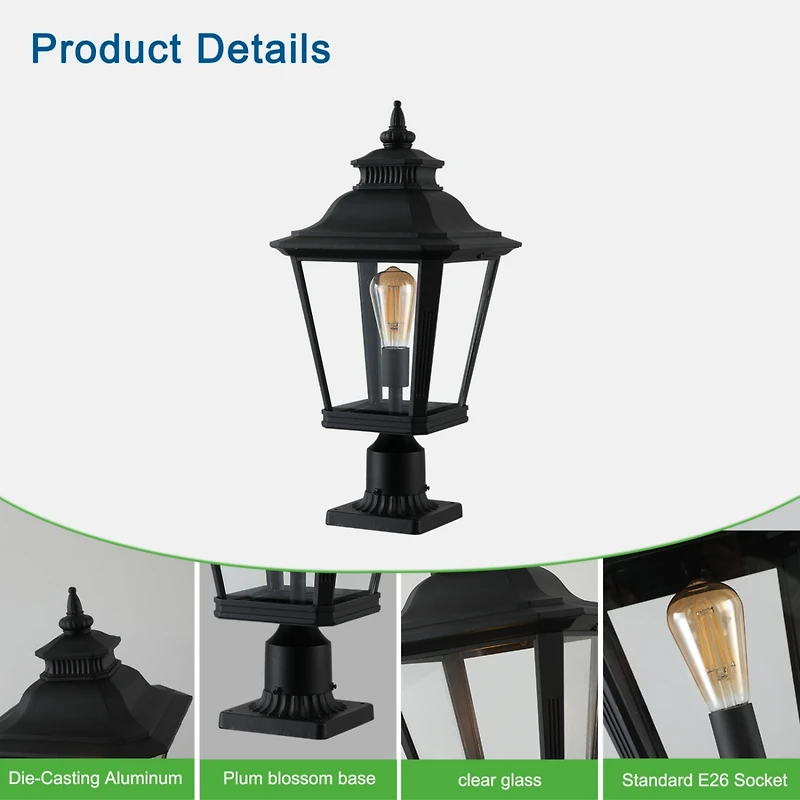 Streamdale Furniture Outdoor Glass Column HeadLights(2pack)