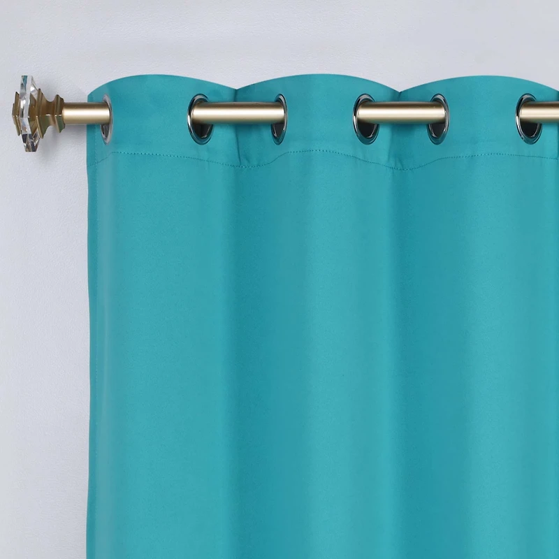 Superior Solid Classic Modern Wrinkle Resistant Room Darkening 2-Piece Curtain Set with Grommet Header Top