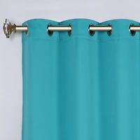 Superior Solid Classic Modern Wrinkle Resistant Room Darkening 2-Piece Curtain Set with Grommet Header Top