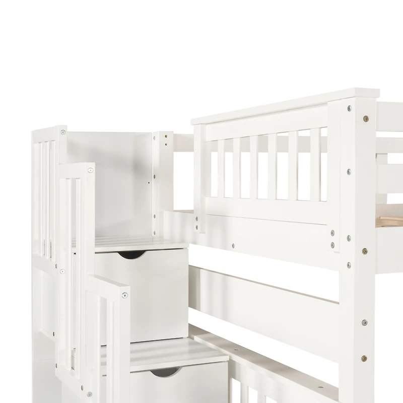 Streamdale Full Over Full Bunk Bed With Shelves And 6 Storage Drawers