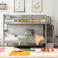 Streamdale Twin-Over-Twin Bunk Bed with Storage and Rail