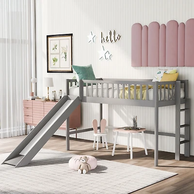 Streamdale Twin Low Loft Bed With Ladder And Slide