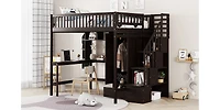 Streamdale Full Loft Bed With Bookshelf, Drawers, Desk, And Wardrobe White
