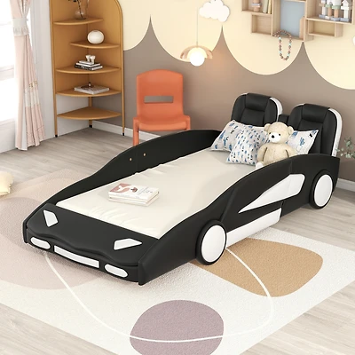 Streamdale Twin Race Car-Shaped Platform Bed With Wheels