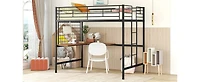 Simplie Fun Full Metal Loft Bed With Desk And Metal Grid
