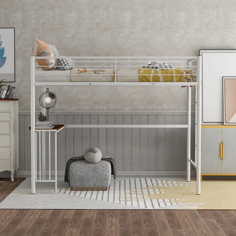 Streamdale Twin Loft Bed with Desk and Safety Rails