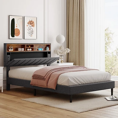 Streamdale Upholstered Platform Bed with Storage and Usb Port