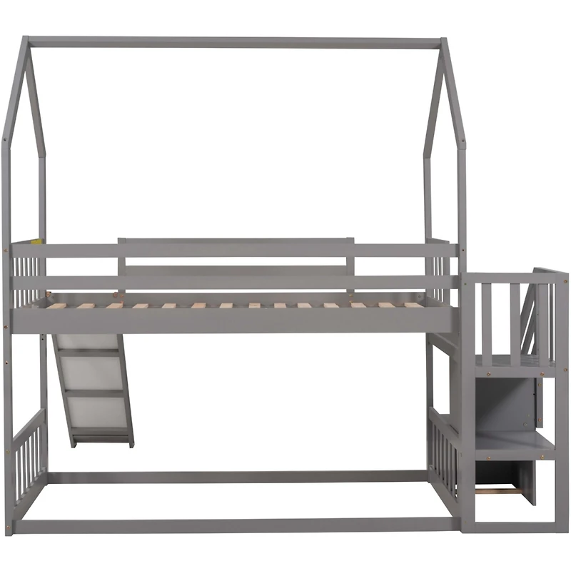 Streamdale Twin Convertible Bunk Bed with Slide and Staircase