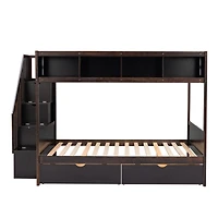 Streamdale Twin Over Full Bunk Bed With Shelfs, Storage Staircase And 2 Drawers