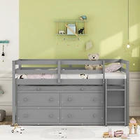 Streamdale Loft Bed with Retractable Desk and Drawers